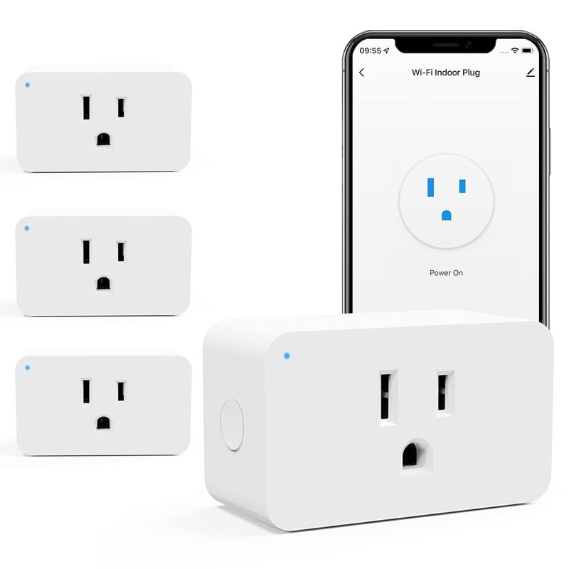 Eva's Light WiFi Smart Plugs 4 Pack, Smart Plugs That Work with Google Home for Voice Control Smart Outlet Plug with Timer APP Remote Control 1875W No Hub Required 2.4G Only, FCC and ETL Listed - Image 1